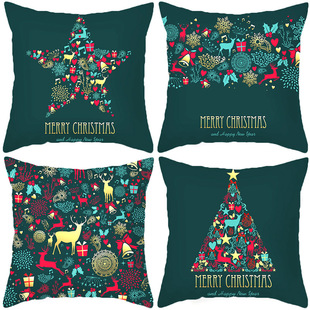 Cross-border new sofa Christmas pillow Amazon home short plush holiday gift printing car pillowcase