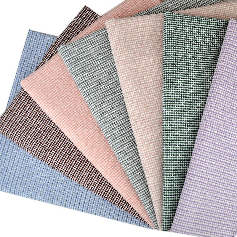 厂家现货 涤棉麻色织混纺 平纹格子布料服装面料箱包鞋帽桌布 072