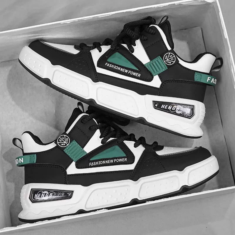 Мужские высокие кроссовки 2025: Новинка зимы, на толстой подошве, повседневные, модные, универсальные, нескользящие, для баскетбола и спорта