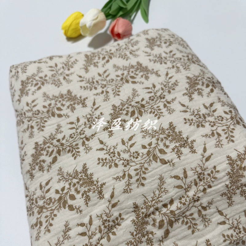 Хлопчатобумажная двухслойная марля новая японская и корейская маленькая цветочная одежда детская пижама домашняя ткань