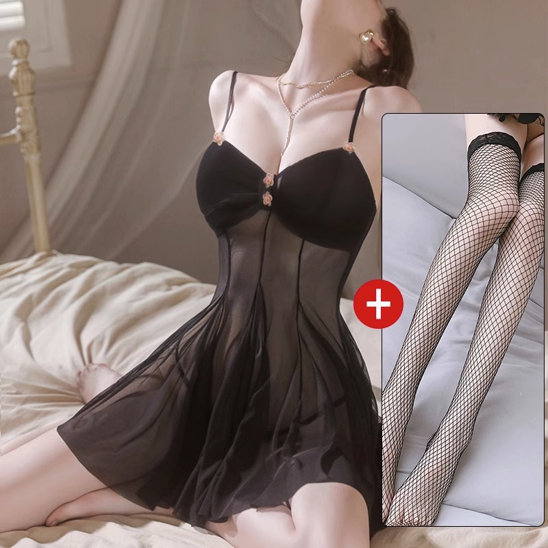 검은 끈 그물 양말