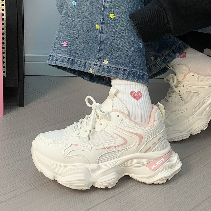 Women's Shoes New Ins Trendy Thick-Soled Dad Shoes High-Looking Fashion Trendy Versatile Mesh Soft-Soled Sports Shoes