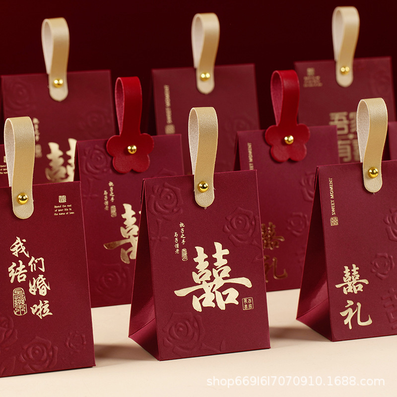 结婚喜糖盒子2025新款高级感喜糖袋婚礼中国风订婚装糖果礼盒空盒