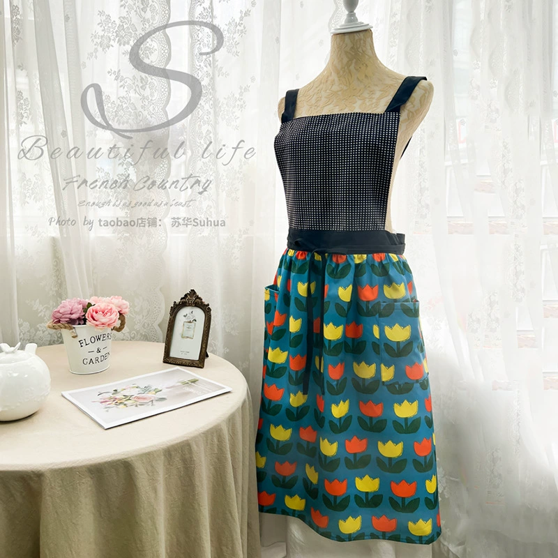 Фартук женский новый 2022 интернет-знаменитости милый западный стиль подбор цветов цветок дизайн ногтей Красивая Мода принцесса цветочный магазин французский стиль
