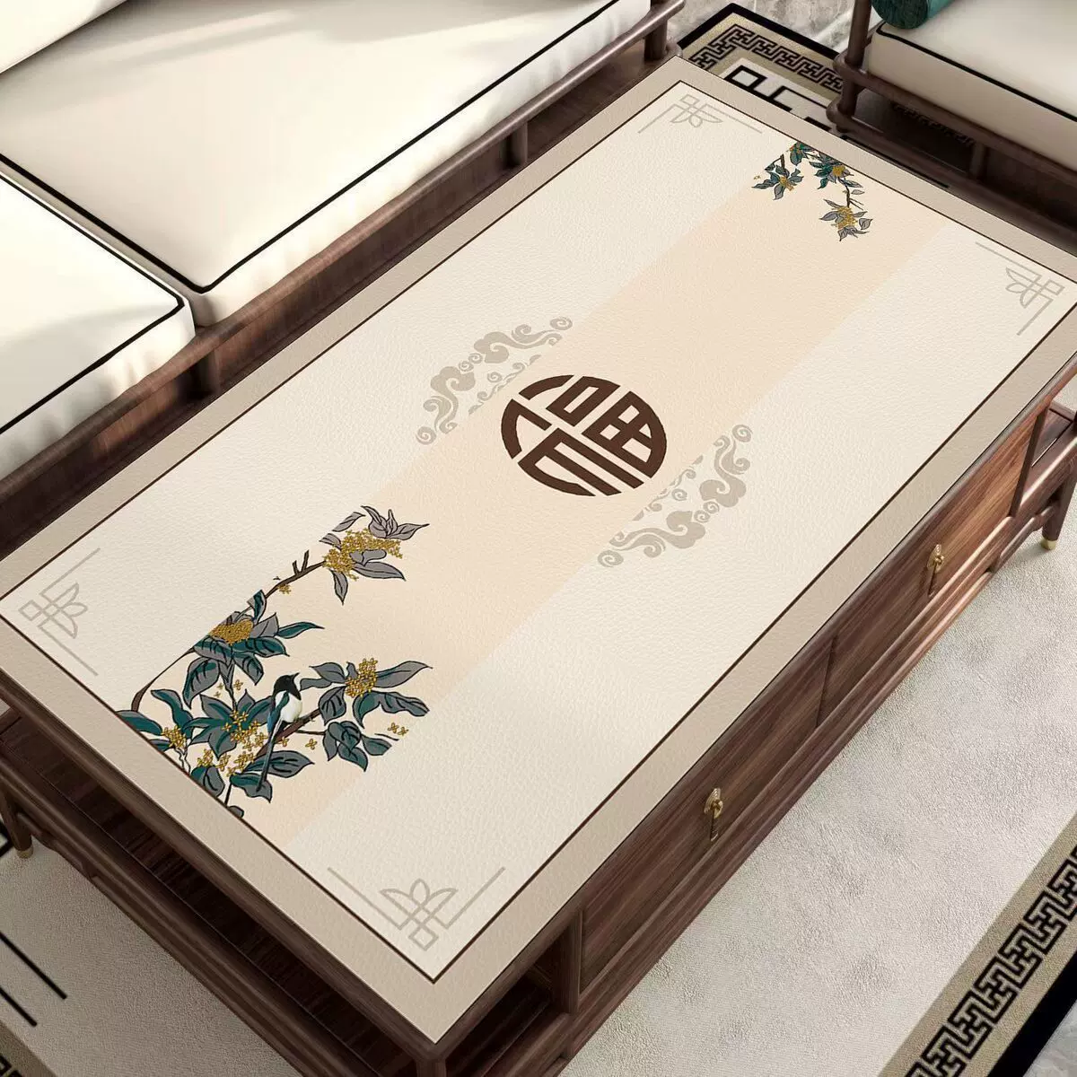 新中式茶几垫客厅防水防油餐桌垫免洗pvc防烫桌布轻奢高级感桌垫