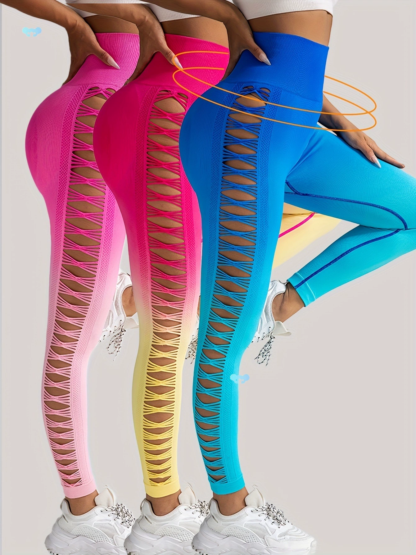 Комплект из 3 женских брюк с высокой талией и градиентом цвета бабочки