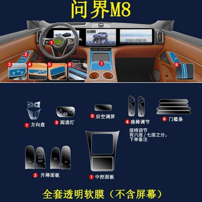 types of AITO M8 center console protective: Car interior film - full-interior-set-does-not-include-screen