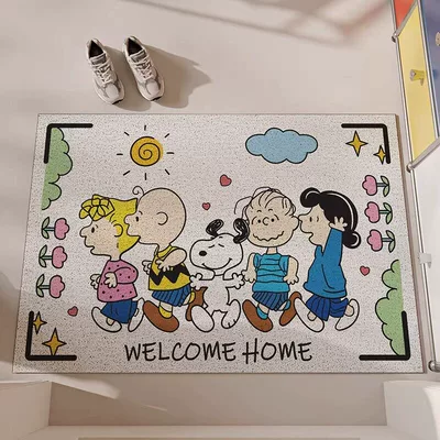 Avtomobil döşəmə paspasları – for Entrance and Doorway - spring-companionship-with-peanut-friends-4060cm-square-wire-circle