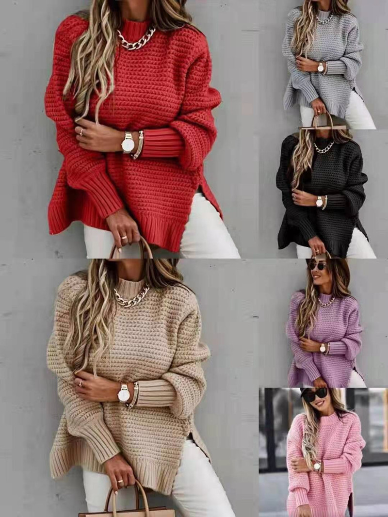 Women's fashion loose long-sleeved pullover sweater_voghion.com