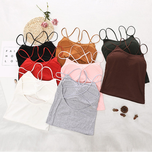Summer new Korean style student versatile beautiful back camisole cross strap inner bottoming shirt women's top trendy