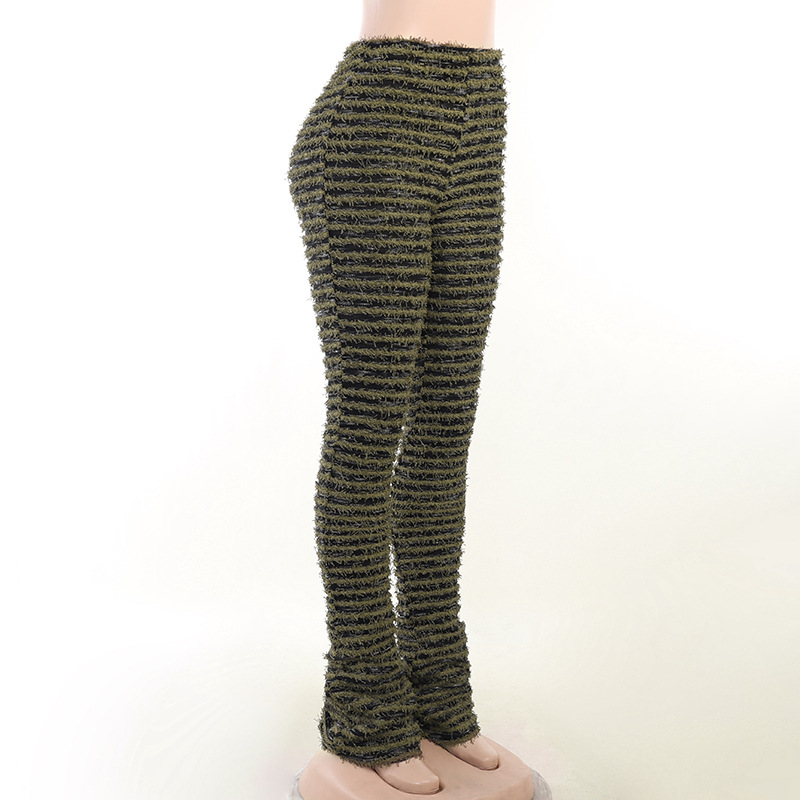 YY22342 Knitted striped sexy slim-fit pants for women, European and American spring fashion high-waisted and hip-lifting casual pants for hot girls pic 84