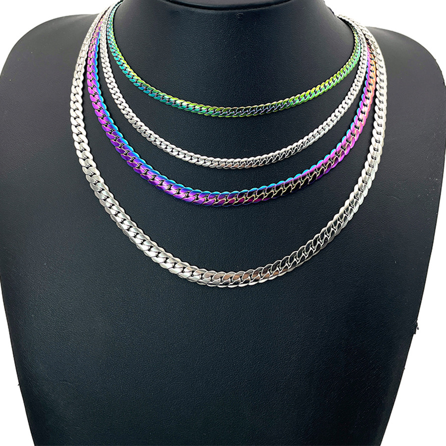 Smooth, Flattened, Encrypted NK Chain Hip-hop Cuban Necklace Jewelry For Men, Simple And Unique Titanium Steel Chain,_voghion.com