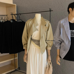WGWE7099广州十三行女装2025秋装新款小个子短款风衣外套夹克开衫