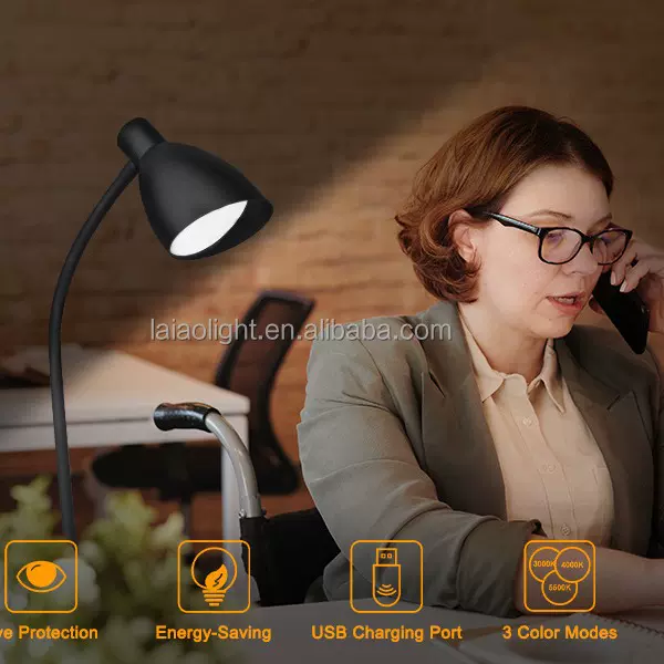 客厅卧室护眼led光感灯usb台灯阅读学习led大筒灯可调光书桌