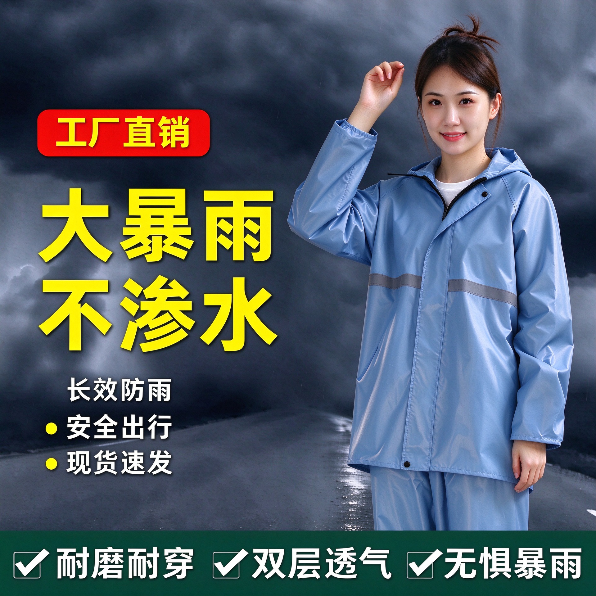 跨境雨衣雨裤分体式套装莫兰迪色系女款东南亚热销全身防暴雨雨衣