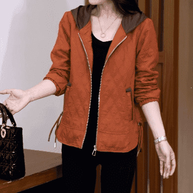 Hooded Regular Style Middle-Aged and Elderly Women's Jacket Slimming Cardigan Autumn Korean Style Versatile Women's Clothing Loose Spring and Autumn