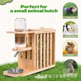 跨境木质兔子喂食器干草架荷兰猪龙猫仓鼠饮水架兔子喂食架餐桌