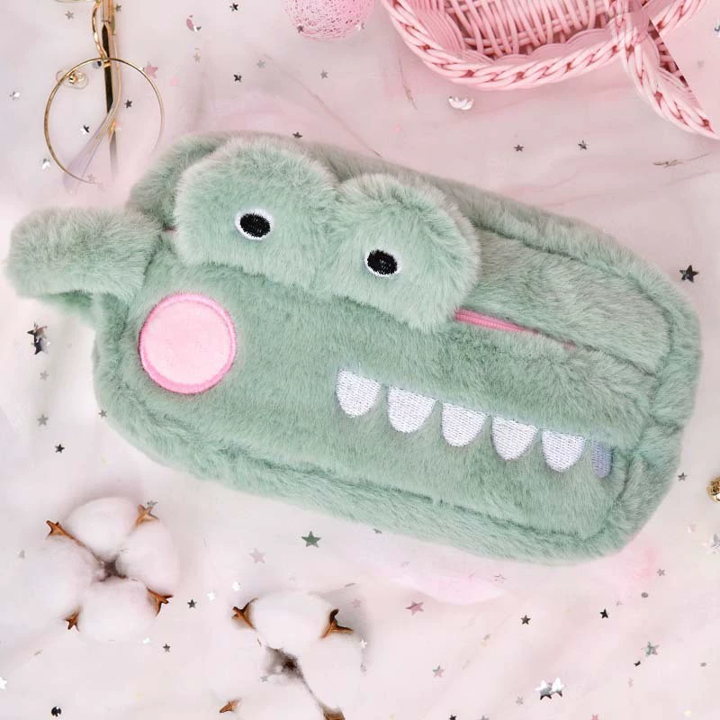 Plush Pencil Case, Japanese Style Capacious Case for Elementary Students, 14.3×6×4 cm