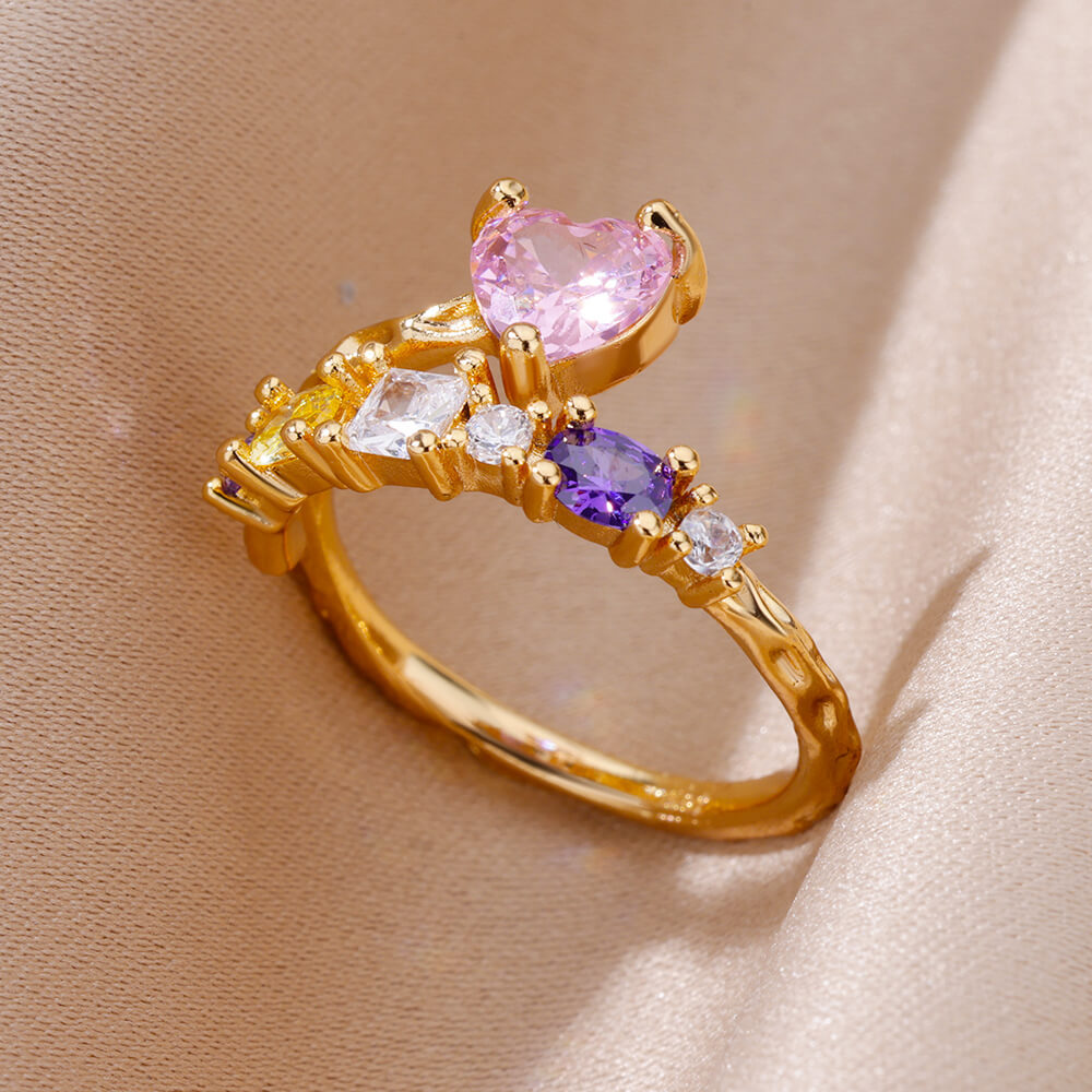 10g Weight Zircon Inlay Material Rings Classification Adjustable Ring Size 1 Piece Quantity Daily Occasion Copper Material Irregular, Heart Shape Pattern All Seasons Season Women's Gender Plating Design Elegant, Simple Style Style Wholesale Jewelry Elegant Simple Style Irregular Heart Shape Copper Zircon Plating Rings 2