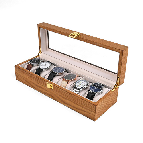 New wholesale 6-bit watch box retro wooden 6-grid watch collection display box watch box dropshipping