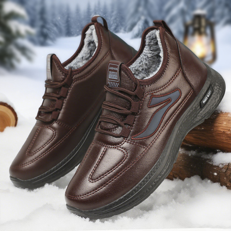 Zapatos de algodón, nuevos zapatos de invierno para hombres al aire libre más botas de nieve gruesas de terciopelo, botas cálidas y a prueba de frío, botas de poliuretano transfronterizas