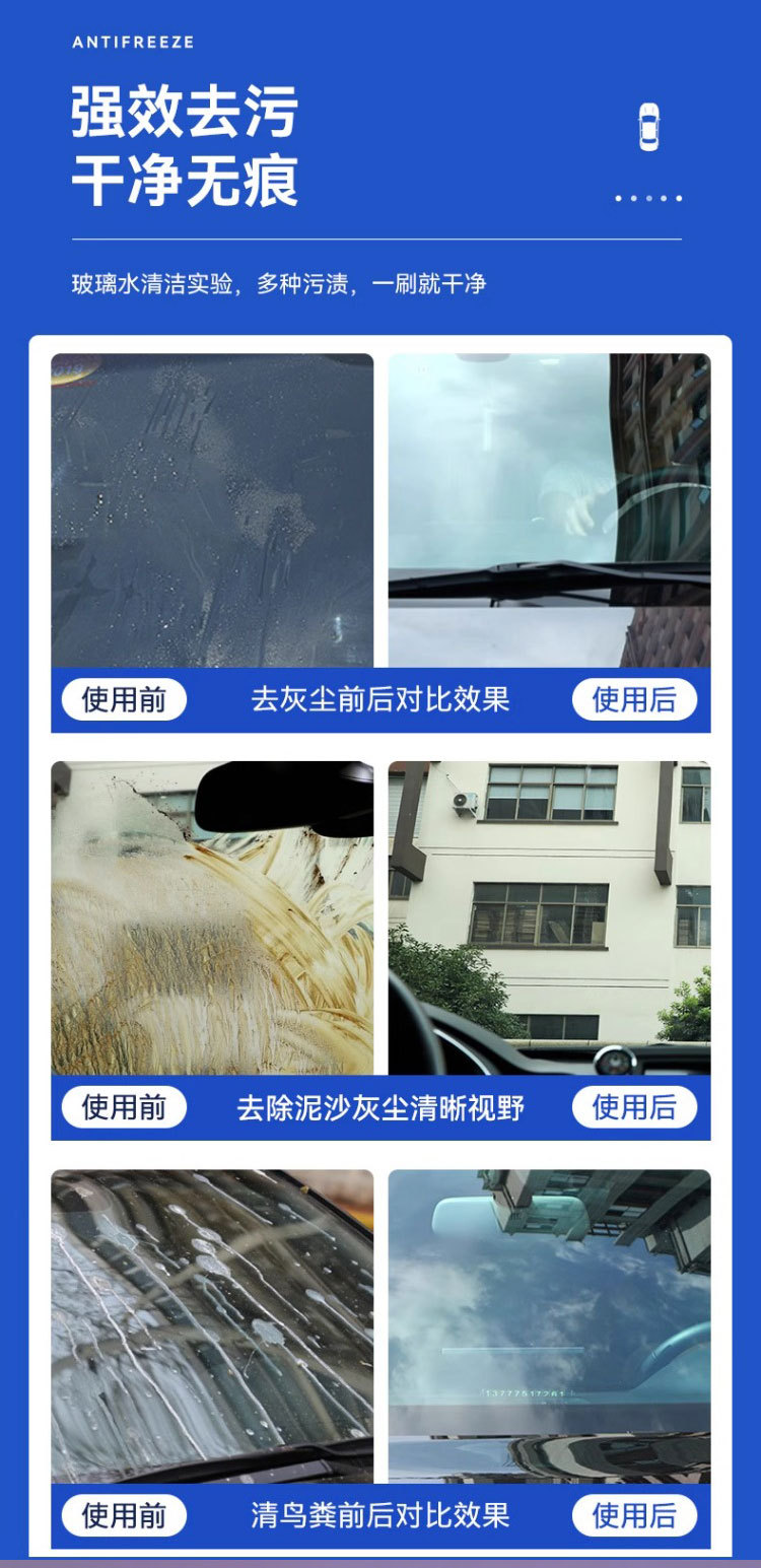 Car Glass Water Powerful Decontamination and Oil Film Removal Car Shellac Summer Concentrated Wiper Water Universal Wholesale for All Seasons