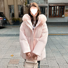 大毛领棉服女冬季2025新款中长款面包服小个子棉衣棉袄加厚外套女