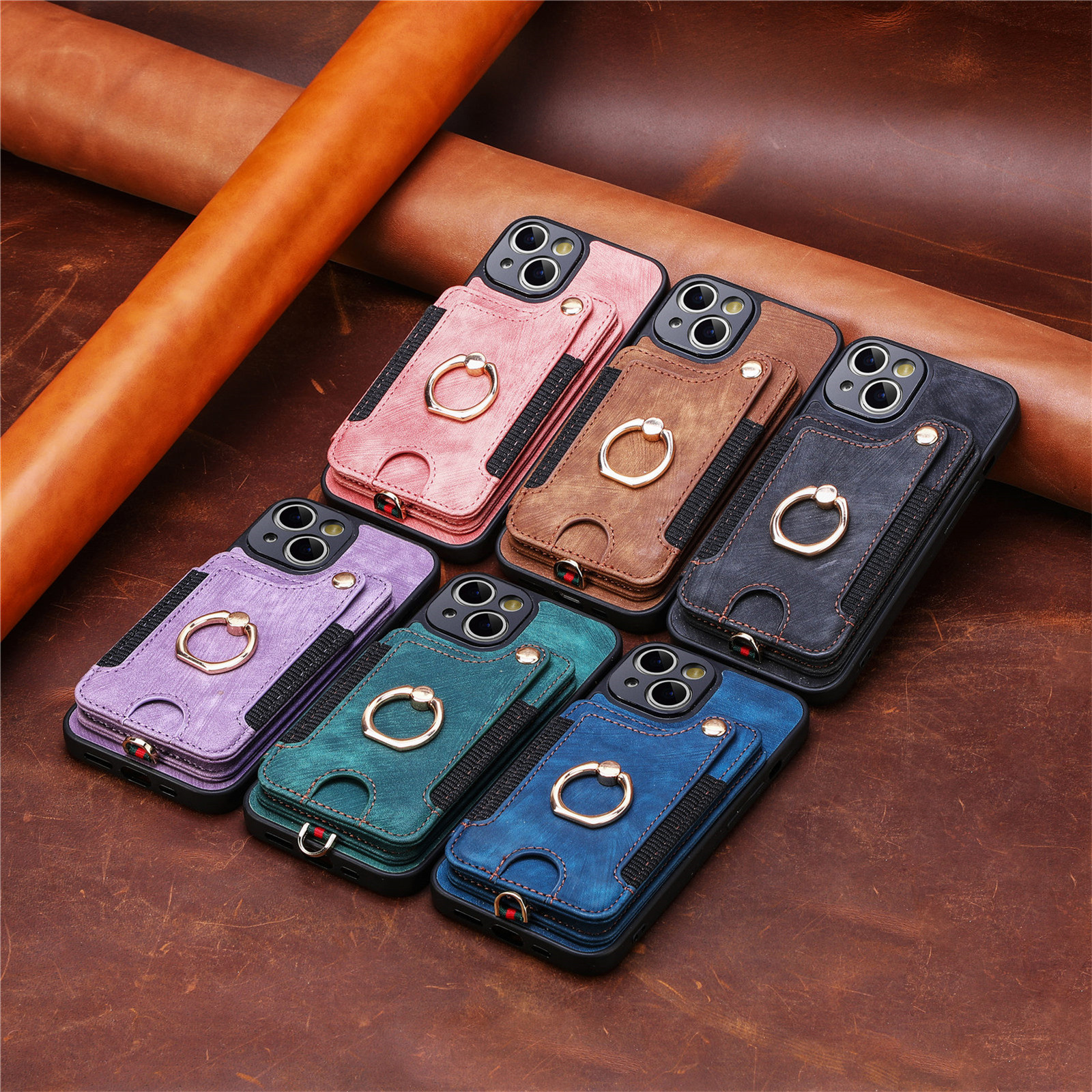 Vintage Style Solid Color Pu Leather    Phone Cases display picture 2