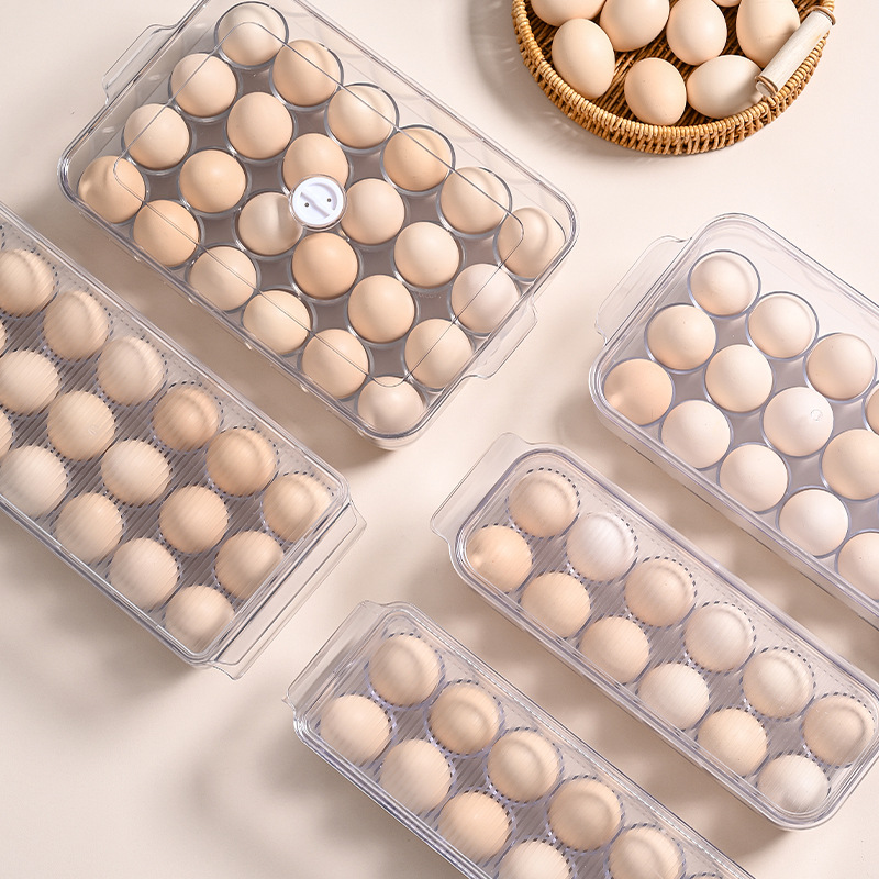 Caja de almacenamiento de huevos de plástico transparente de cocina con cubierta, caja de huevos frescos, soporte de huevos especial, soporte de huevos, soporte de huevos