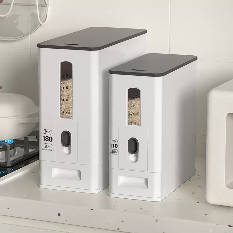 日式按压计量米桶2025新款家用厨房防虫防潮密封米箱大米缸储米桶