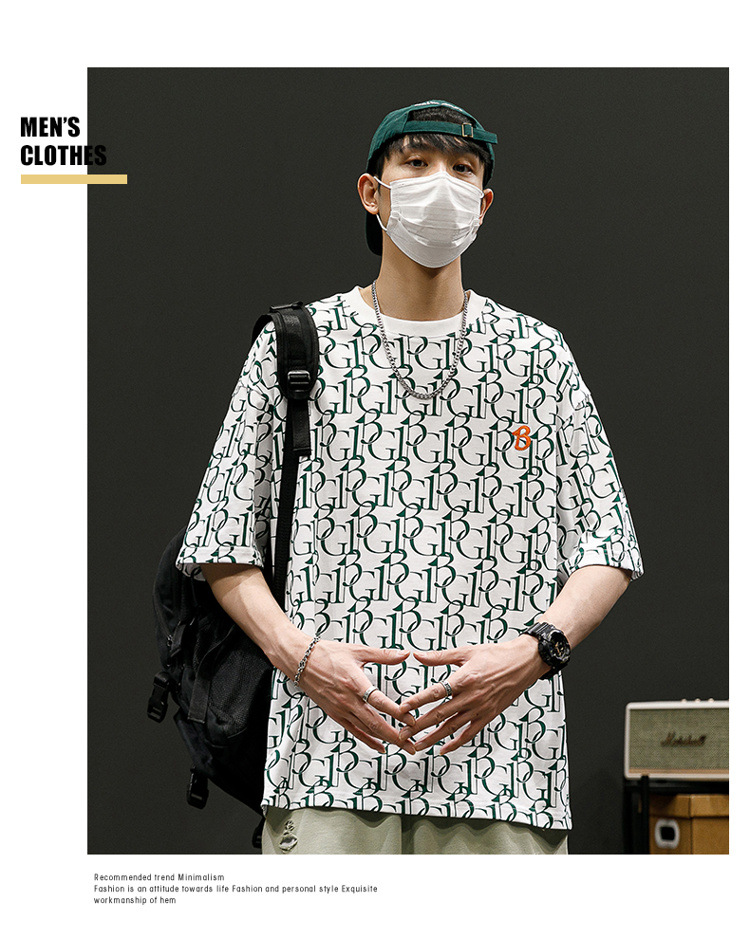 短袖t恤男士夏季新款圆领大码青年美式复古冰丝棉半袖T恤上衣男款详情38