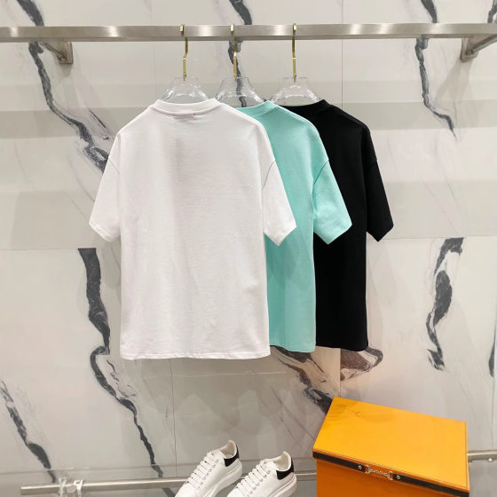 Spring and summer 2025 new A @ MI foam letter pattern crew neck pullover short sleeve men and women with a batch of hair