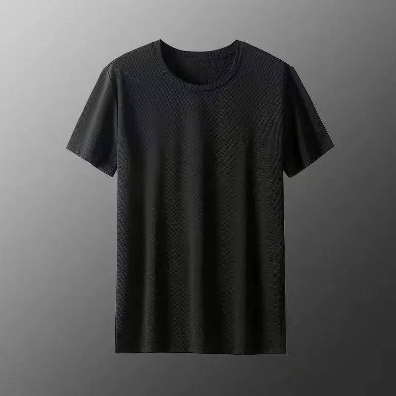 Summer silk thin sports T-shirt, quick-dry, oversized, round collar