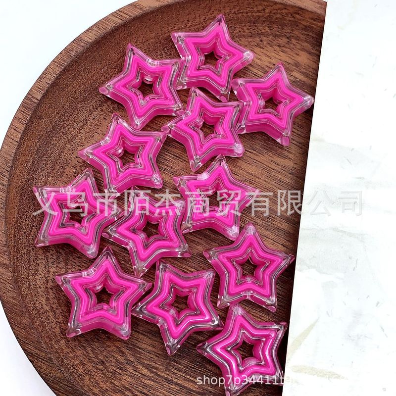 糖果色五角星镂空散珠 diy星星中珠串珠配件 手链项链手机链珠子|undefined
