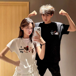 Summer Pure Cotton Short-Sleeved T-Shirt Couple Wear Lazy Style Loose Niche Design Tops for Men and Women Student Trendy Class Uniforms