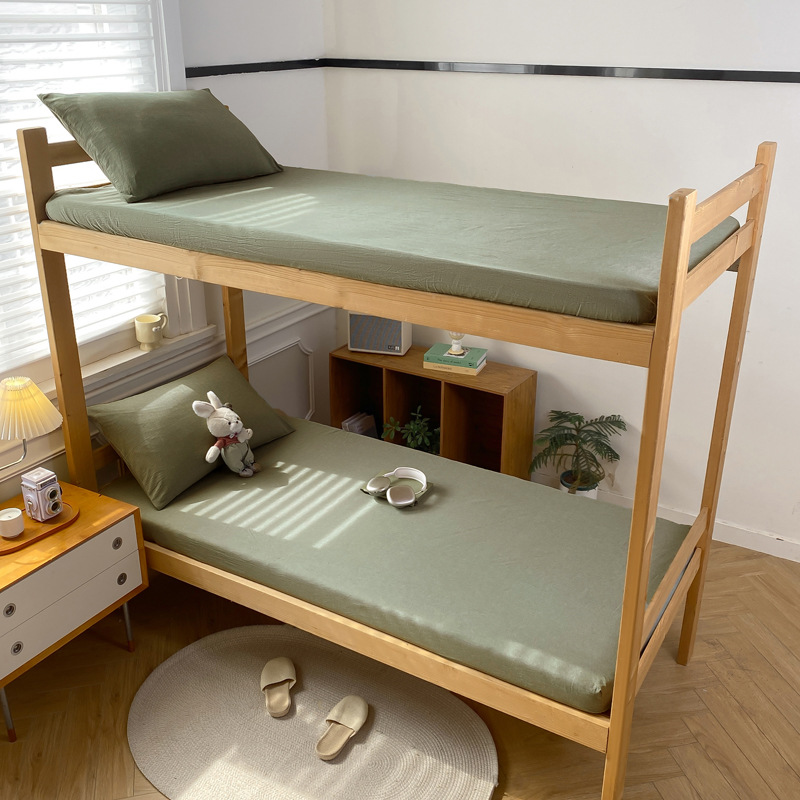 Children's Solid Colour Bed Sheet Three-piece Bedding Set_voghion.com