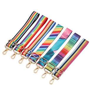 New rainbow striped bag shoulder strap accessories single shoulder crossbody adjustable thermal transfer printing long shoulder strap ornaments water Cup belt