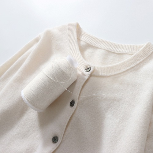 New early autumn round neck knitted cardigan for women loose large size thin sweater jacket solid color outer wool bottoming shirt