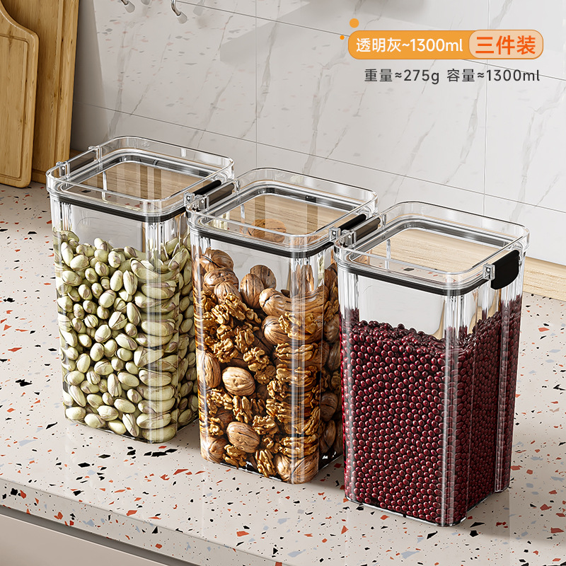 Tanque de sellado, tanque de almacenamiento de cocina transparente, productos secos, bocadillos, granos, caja de almacenamiento, botella de almacenamiento, nueces, té a prueba de humedad