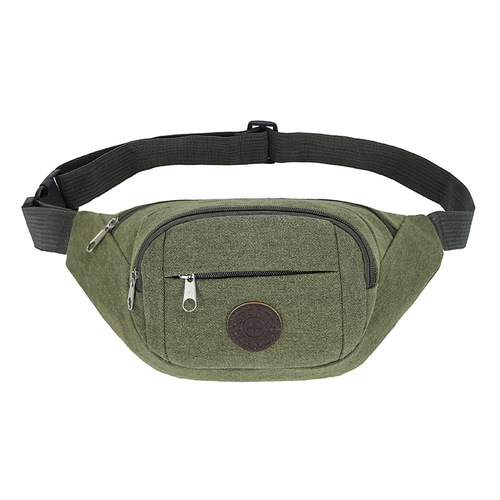 Men's Canvas Sports Waist Bag Women's Casual Fashion Large Capacity Storage Cashier Waist Bag