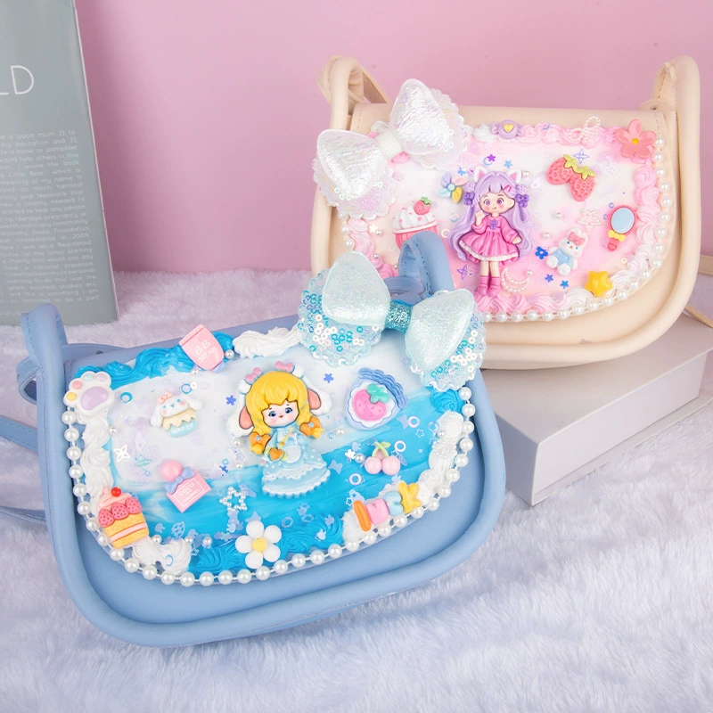Cute cream shoulder bag, toy, handmade