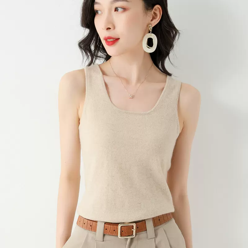 针织吊带背心女2021秋冬季新款圆领内搭非羊绒U领保暖打底衫上衣