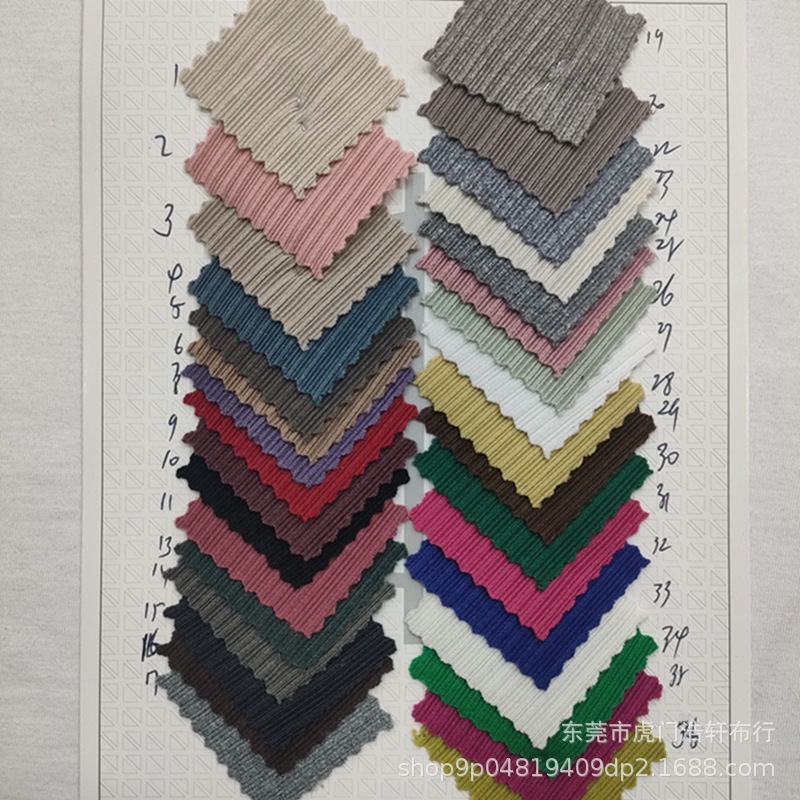 仿棉细褶条时装针织布 230g涤纶拉架罗纹坑条打底布 粗细坑条螺纹