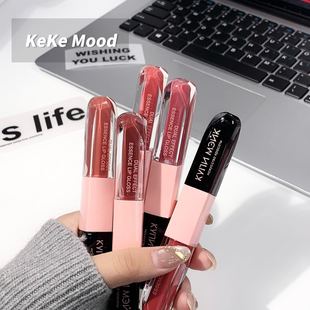 Kekemood Dual-Effect Essence Lip Glaze Velvet Matte Whitening Double-Ended Layered Mirror Water-Gloss Lipstick Lip Makeup for Girls