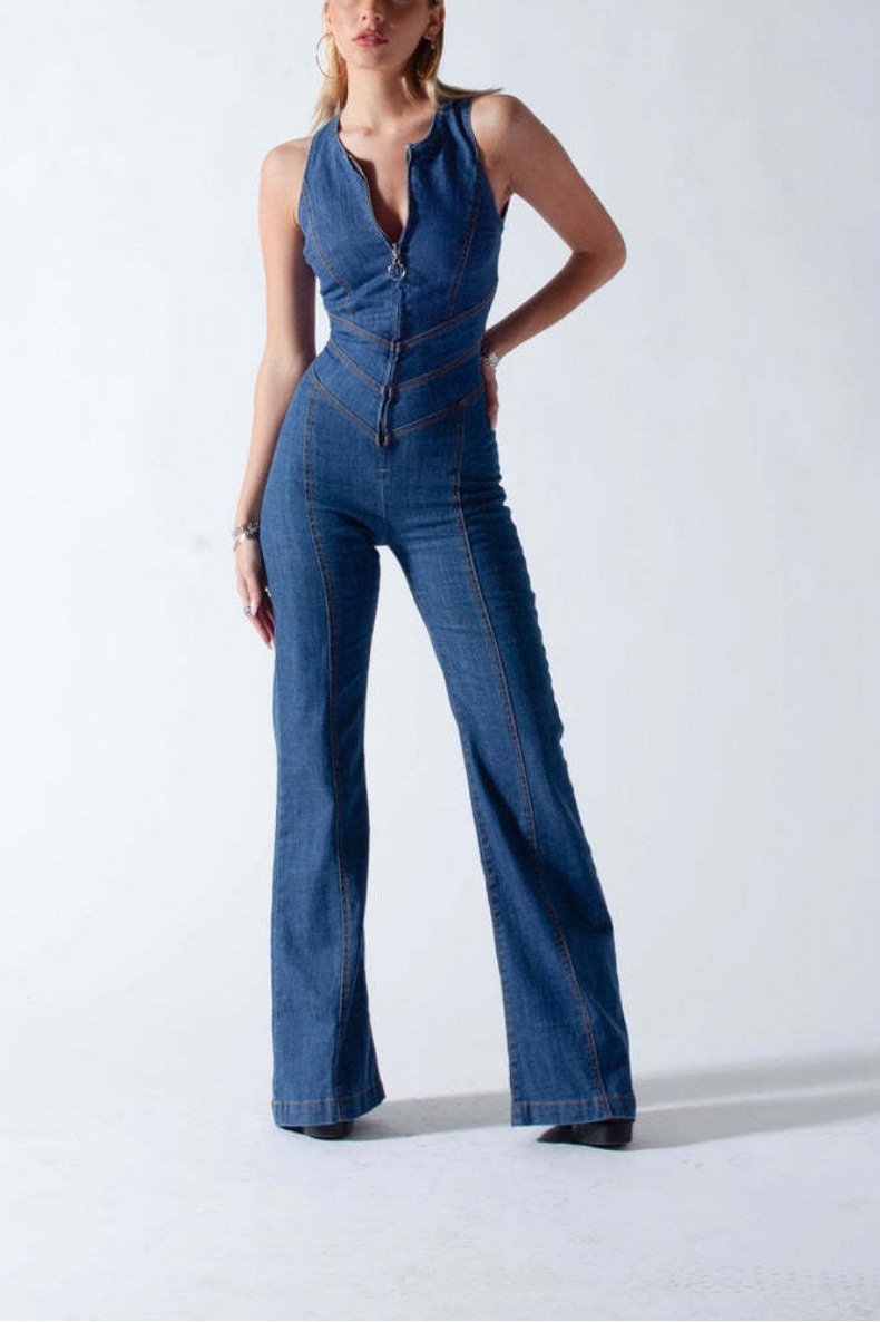 Women's Street Retro Sexy Solid Color Full Length Washed Jumpsuits display picture 14