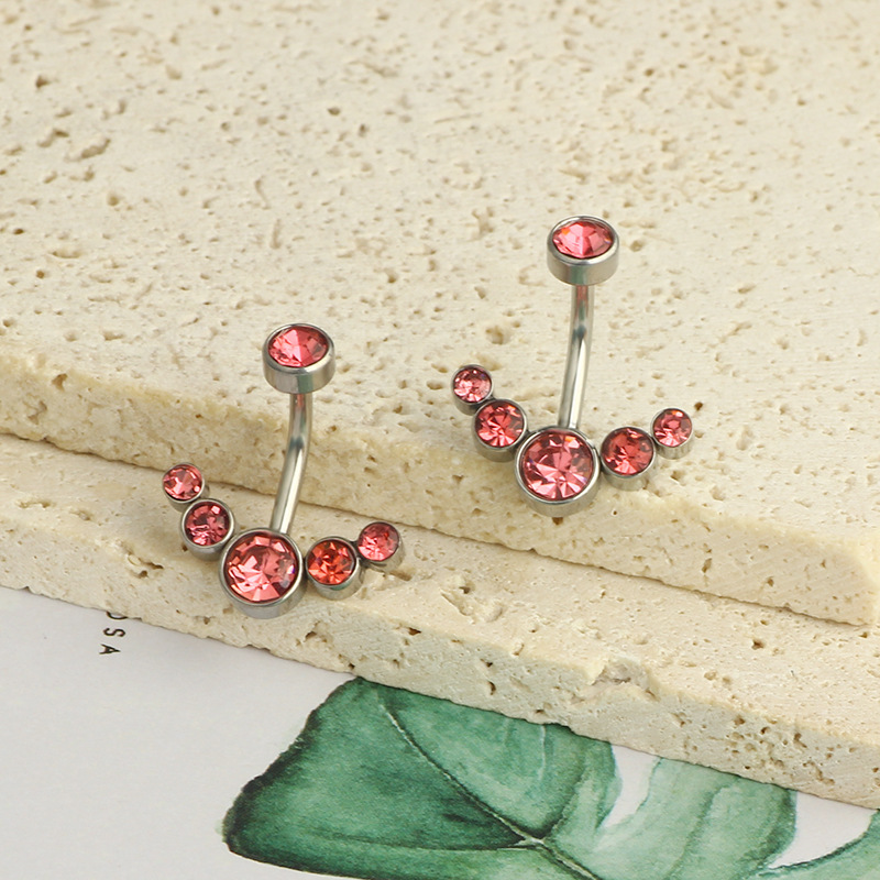 Belly Ring Classification Belly Rings Piercing Type 1 Piece Belly Rings Simple Style Classic Style Solid Color 304 Stainless Steel Inlay Zircon Belly Rings