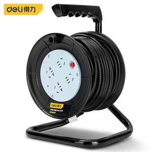 Deli mobile cable reel wire tow cable reel socket plug-in overheating protection 4-bit 1.0 square 20m