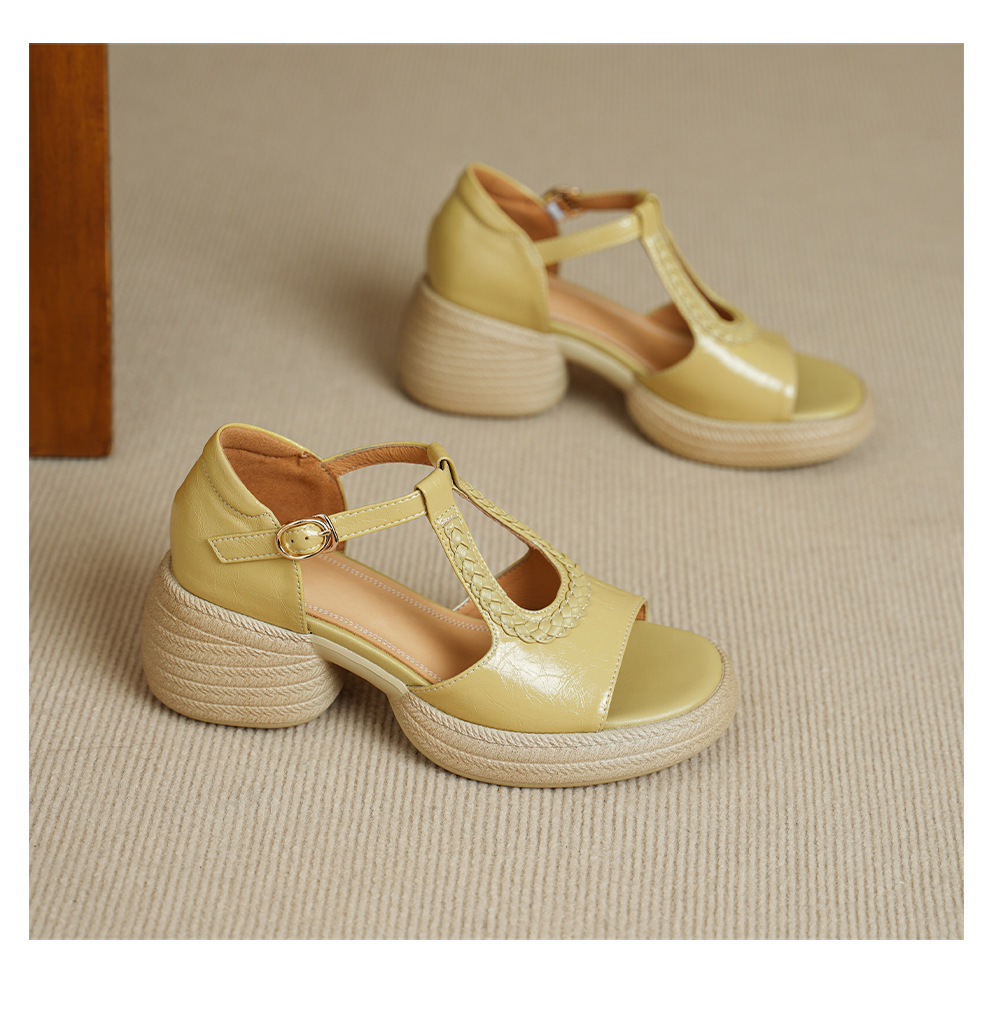 Sandal cao gót nữ mũi cá hở ngón, đế dày da cừu, gót 9 cm — màu trắng ngà chi tiết 13