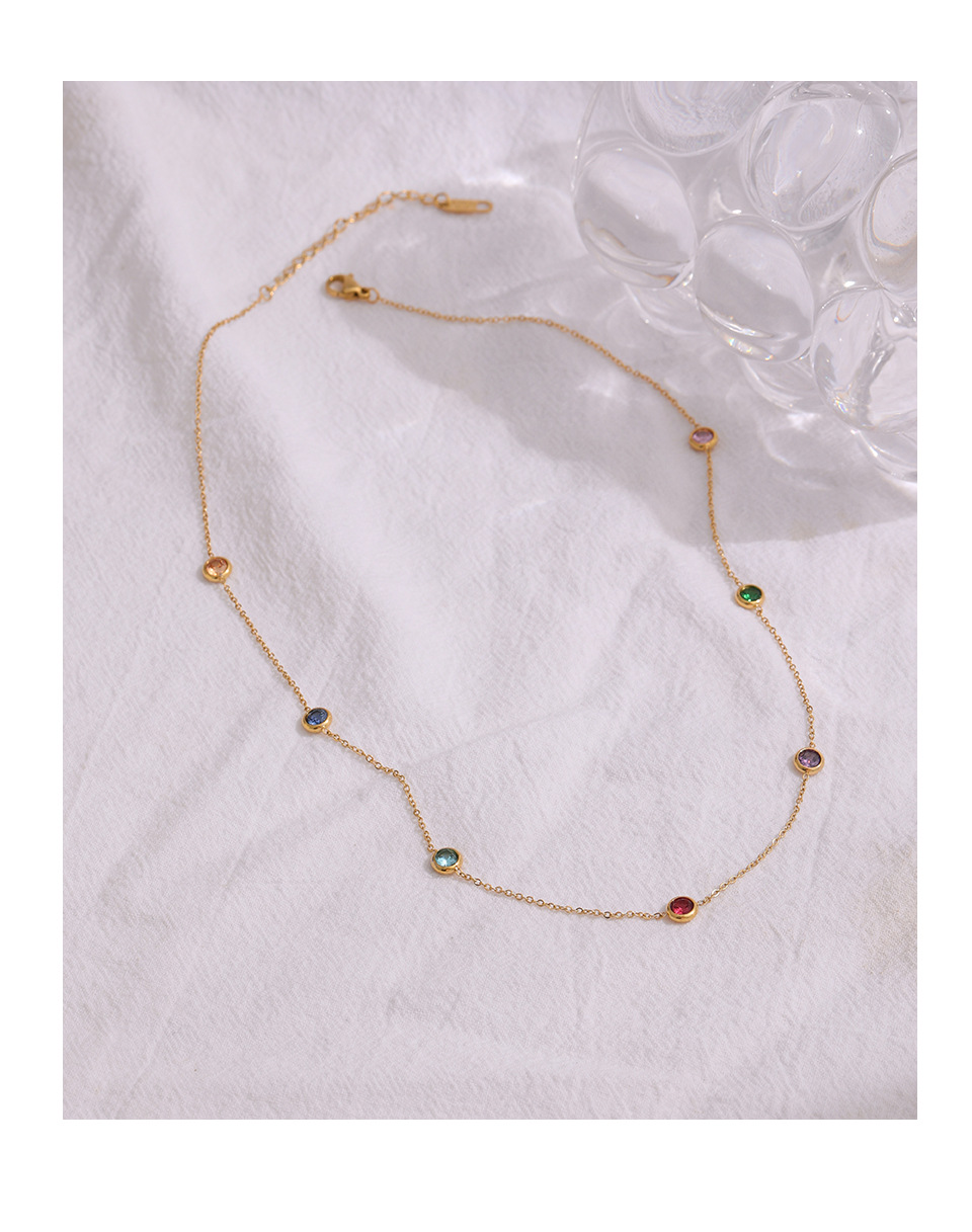 Fashion Round Titanium Steel Inlay Artificial Gemstones Bracelets Earrings Necklace