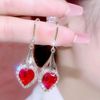 Fuchsia crystal, fashionable small design universal earrings, simple and elegant design, light luxury style, wholesale